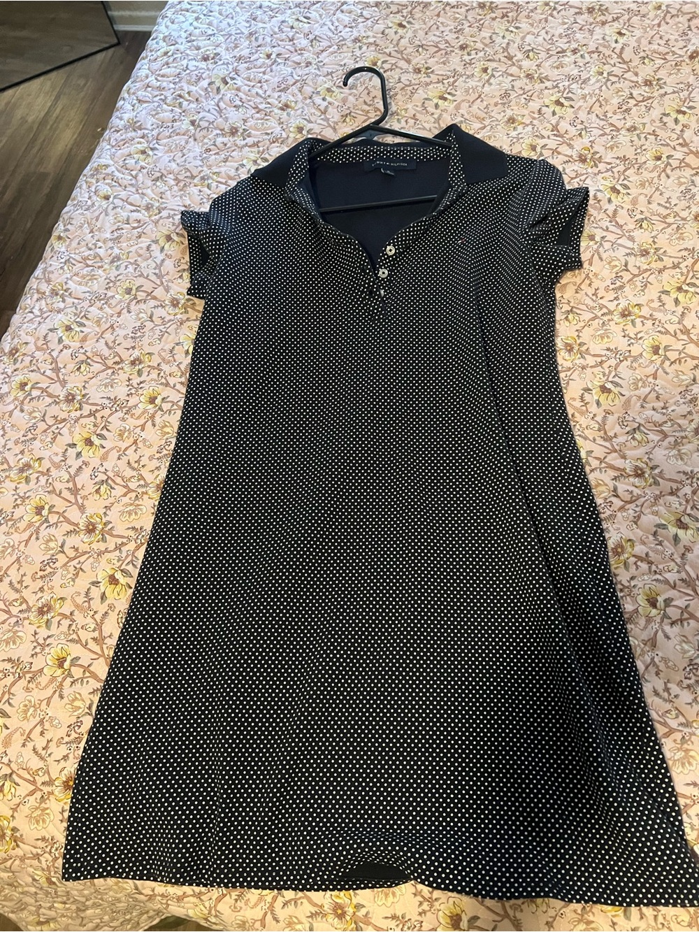 Tommy Hilfiger Black Polka Dot Polo Midi Dress